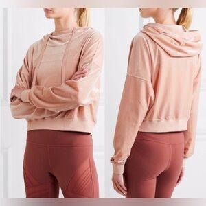 ALO Yoga Velour Cropped Hoodie Sweatshirt Nectar SzM